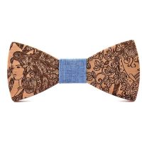 Drevený motýlik - Indiánka, modrý stred