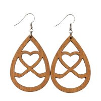 Drevené náušnice - Srdce v kvapke