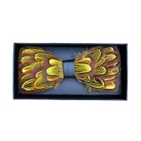 Drevený motýlik - Elegantný s perím design 3