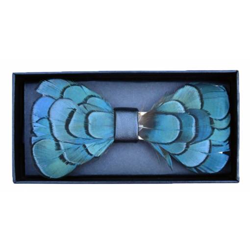 Foto - Elegantný koženkový motýlik - S dizajnom peria