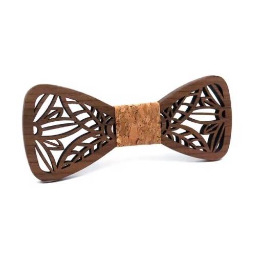 Foto - Drevený motýlik - Kvety s korkovým stredom