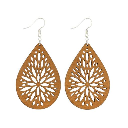 Foto - Drevené náušnice - Kvetinové kvapky
