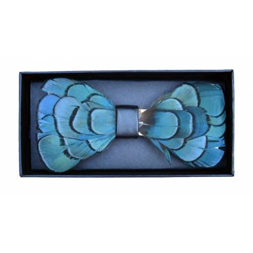 Foto - Drevený motýlik - Elegantný s perím design 1
