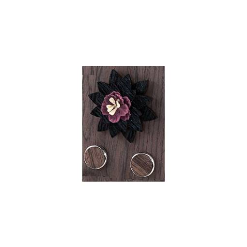 Foto - Set manžetových gombíkov a brošne - Brošňa tmavá hviezda s tmavo ružovým stredom